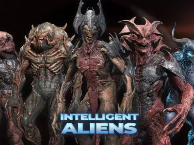 Sci-Fi Intelligent Aliens 3D Model Pack