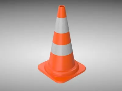 Traffic Cone Low-poly 3D model 42