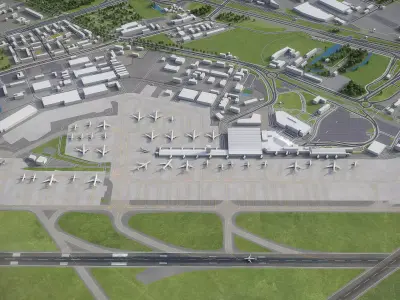 Warsaw - Chopin Airport - WAW Low-poly 3D model