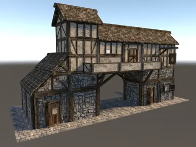 Medieval City House 04 Low-poly 3D model
