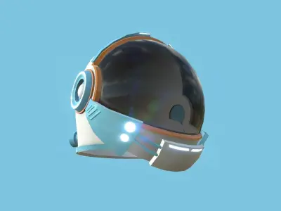 Astronaut Helmet 02 - White Blue - Character Design Fashion Low-poly 3D model