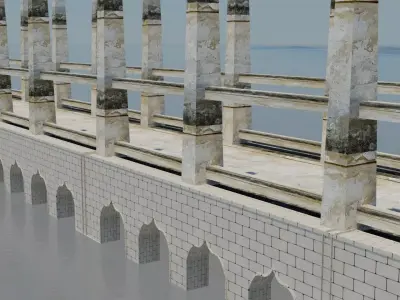 bridge over water Low-poly 3D model