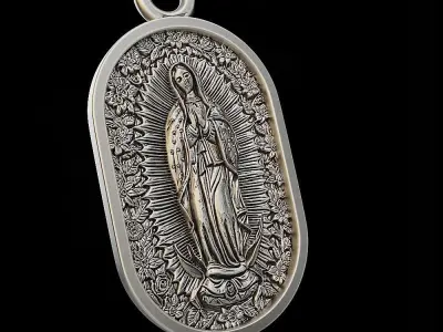 Our Lady of Guadalupe  Pendant 3D print model and cnc  3D print model