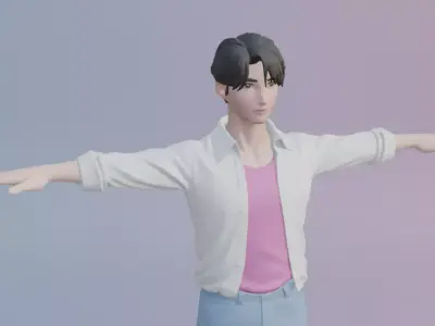 Jinu - KPop Demon Hunters T-pose Low-poly 3D model