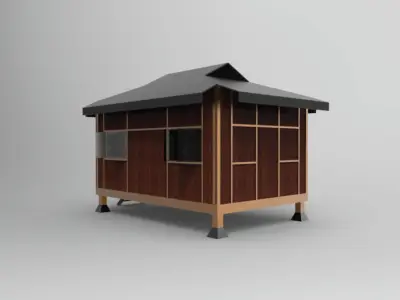 3D Shelter Rumah Melayu Limas Low-poly 3D model