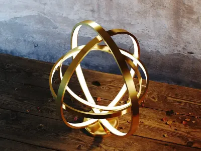 lampshade table lamp with globe in middle Low-poly 3D model