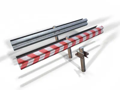 Modular Highway Fencing Low-poly 3D model