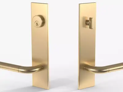 Tumalo Lever - Brass Handle Exterior Door Hardware 3D model