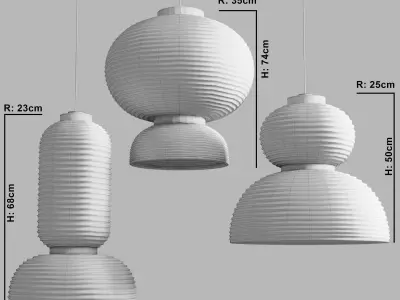 Formakami japanese paper pendant lamp 3D model