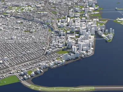 Miami 50x50km 3D Model City 3D Map 3D model