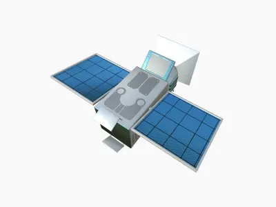 Satellite E03 White Blue - SciFi Space Design Low-poly 3D model