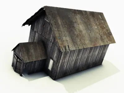 Barn with interior Low-poly 3D model