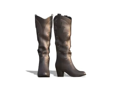 Cowgirl Mini Dress Boot Hats Outfit Low-poly 3D model