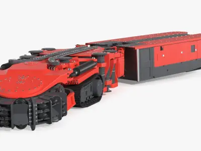  New Track Mounted Mobile Miner Red Rigged for Cinema 4D 
