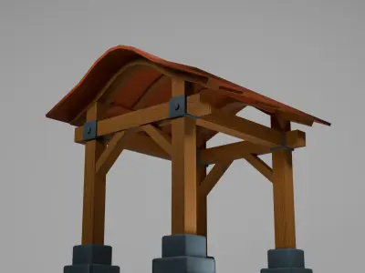 Stylized Wooden Shelter Low-poly 3D model