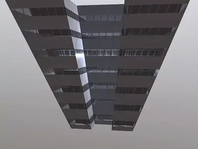 Dystopian Block Building Low-poly 3D model