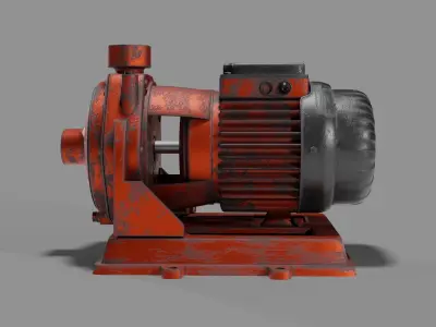  Rusty Barrels on Pallets and Old Centrifugal Pump 