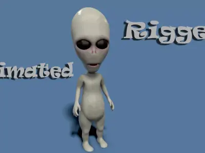 cartoon alien Low-poly 3D model