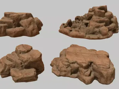 Rock Set Low-poly 3D model