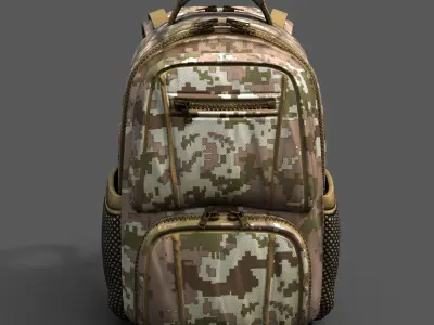 Backpack Camping Generic military human bag  Low-poly 3D model