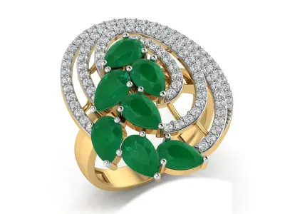 Light Weight Rose Gold Diamond Ring  -EZ R-238 3D print model