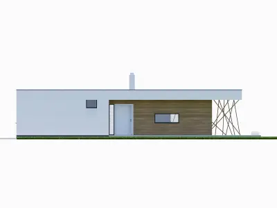 Bungalow 4 - Created with fully parametric Revit Families Low-poly 3D model