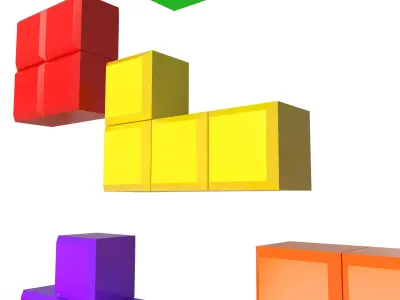 Tetris Bricks Set 02 Low-poly 3D model