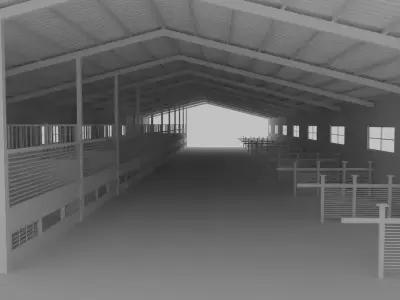 Horse Stable Low-poly 3D model