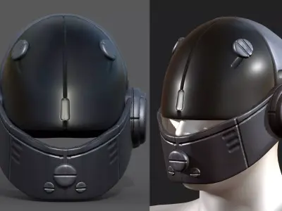 Helmet scifi fantasy futuristic technology PBR  Low-poly 3D model