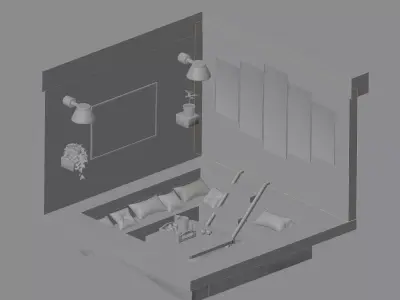 Modern Cozy Loft Living Room 3D model