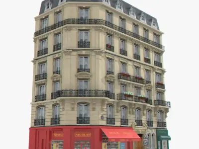  12 Realistic Old European Paris Buildings Collection 
