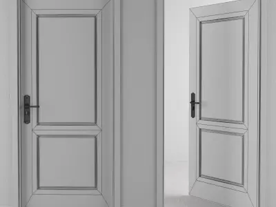 Door-Vintage two doors with walls Free 3D model