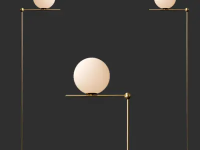 Sphere collection pendant light in brass with glass balls 3D model