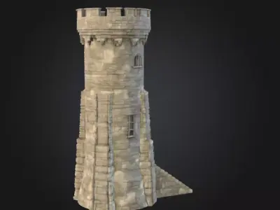 Stone Watchtower Low-poly 3D model