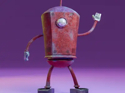 3d Robot character model design without rig Low-poly 3D model