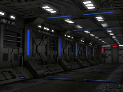 Sci Fi Corridor  3D model 34