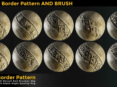 60 Modern Border Pattern til  Tileable ZBrush  Zbp vol 01 Texture