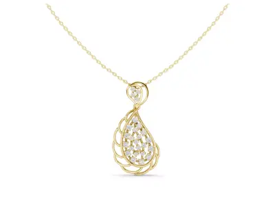 Teardrop Diamond Pendant Pear Shape Openwork Necklace CAD  3D print model