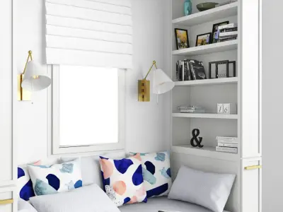 Comfort corner with window and pillow 3D model