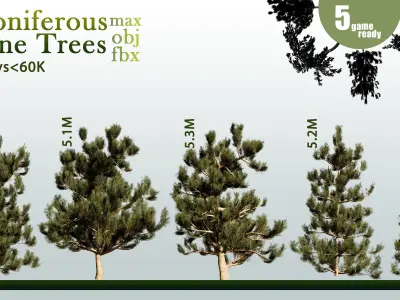 30 Coniferous Pine Trees VOL 01 Low-poly 3D model