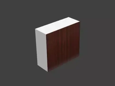 2-tier 2-door wall cabinet made of brown wood material 3D model