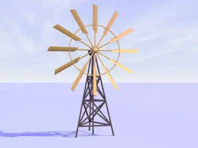 Origami animated windmill 3D model
