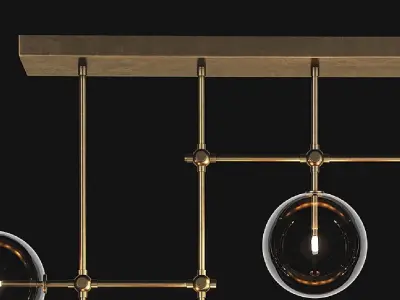 RESTORATION HARDWARE GLASS GLOBE LINEAR CHANDELIER 60 3D model