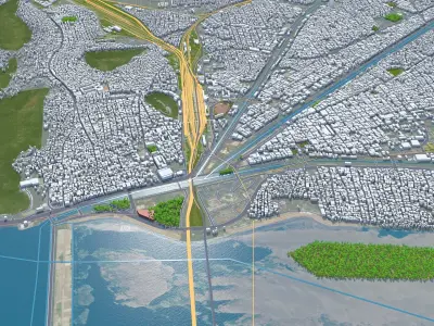 Vijayawada Andhra Pradesh India 30km Low-poly 3D model