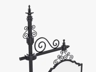 Forged column with hanging sign 01 3D model