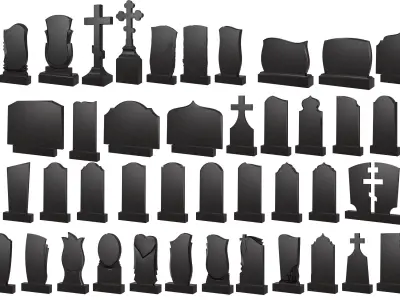 Gravestones Mega Pak 44 Models 3D model
