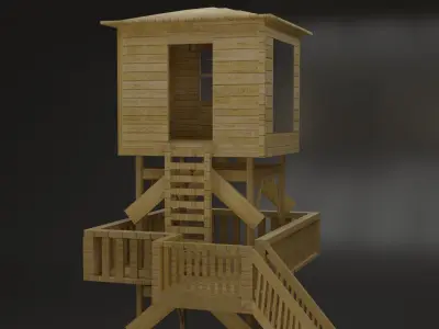 Lifeguard Hut Low-poly 3D model