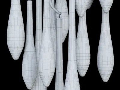 FLEURIS chandelier with glass drops hanging from it 3D model