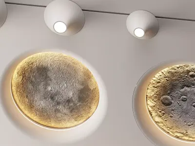 Lunar Texture  Geometric Wall Light Set 3D model