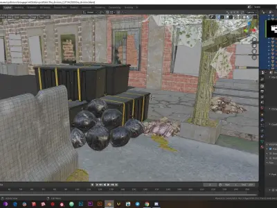 Low-poly abandoned city Low-poly 3D model